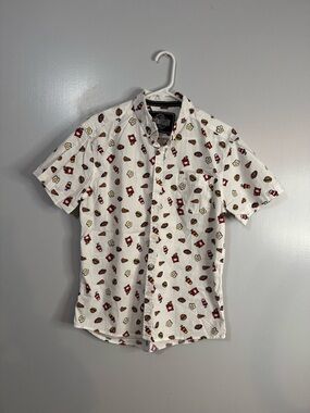 Five Points Industries Short-Sleeve Button-Up Shirt in Novelty Print Size Small